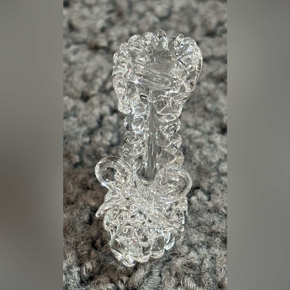 Mini Clear Glass High Heel Shoe Bow Figurine 1.25”